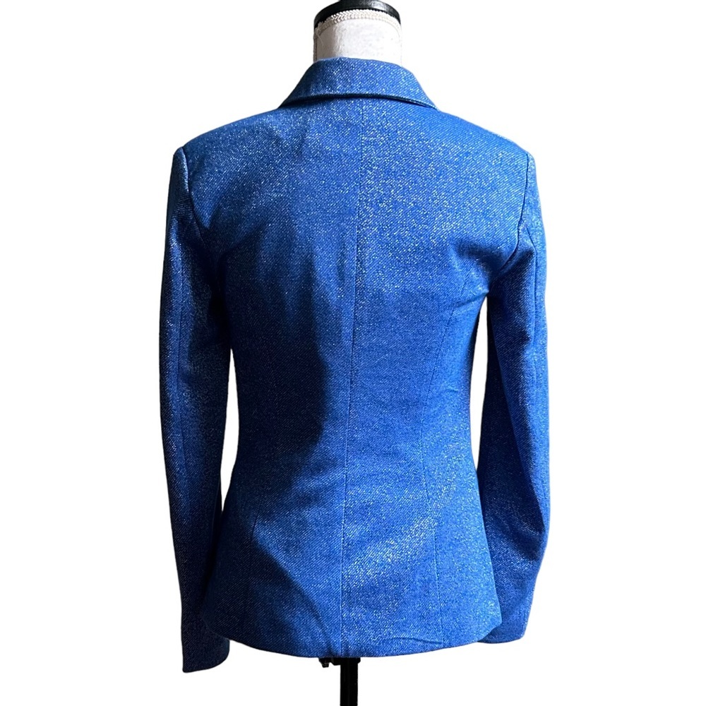 Vero Moda Two Button Glitter Shimmering Blazer Women’s SZ Small in Blue - Picture 4 of 10